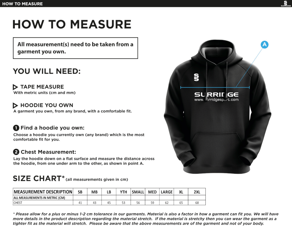 Long Lee CC - Blade Hoody - Size Guide