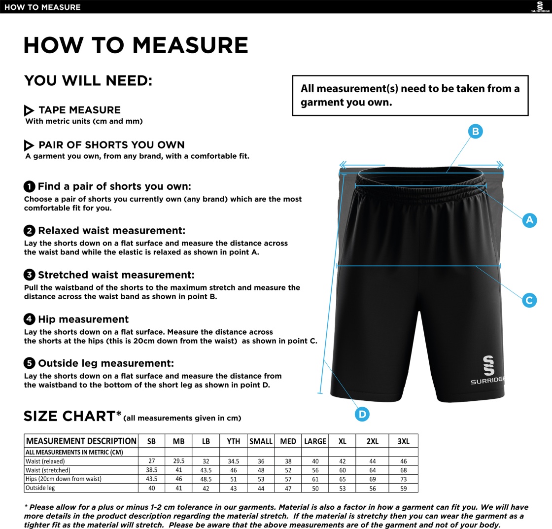 Long Lee CC - Ripstop Pocketed Shorts - Size Guide