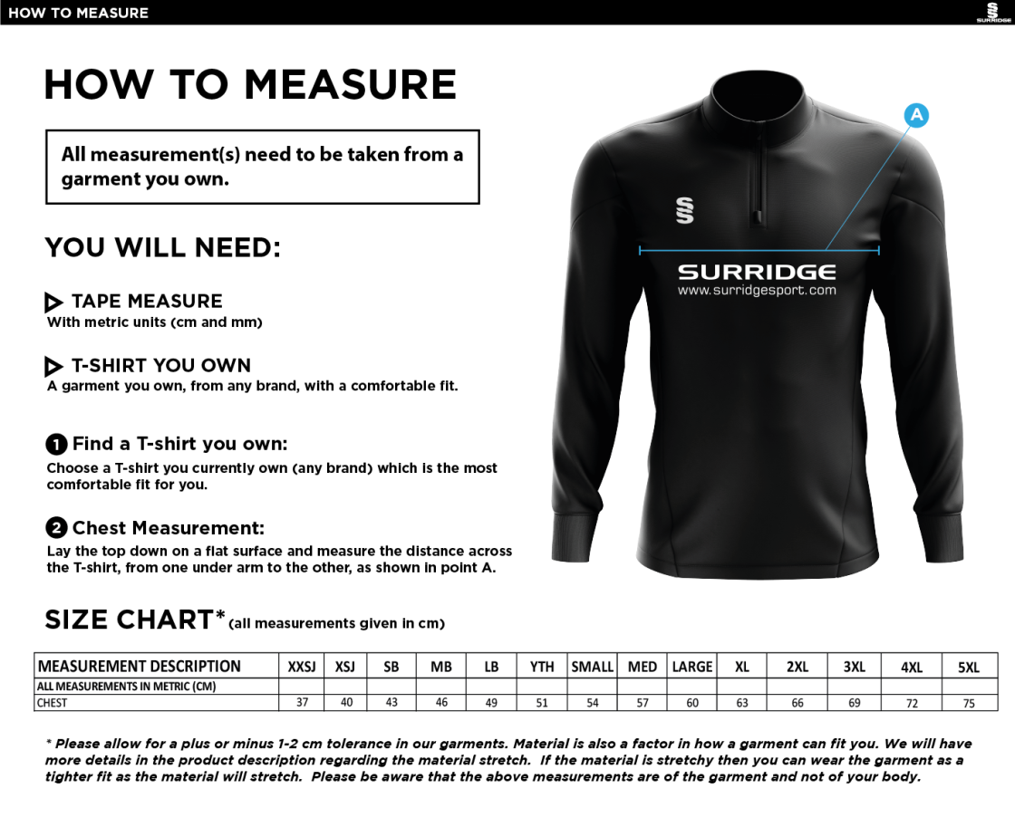 Long Lee CC - Blade Performance Top - Size Guide